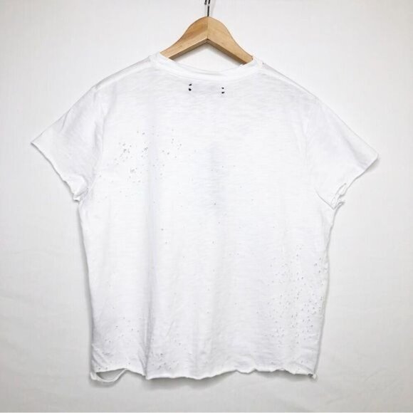 Amiri slash tee  cropped white distressed tee shirt - Picture 2 of 13